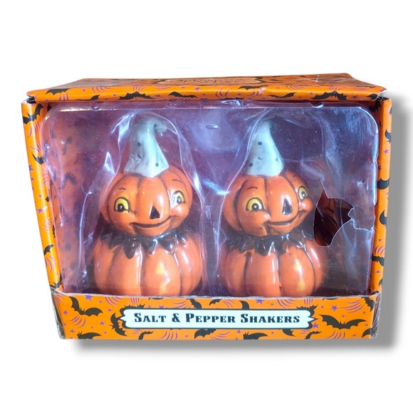 Johanna Parker Transpac Jack O' Lantern Salt & Pepper Shakers New Damaged Pkg - Picture 1 of 7